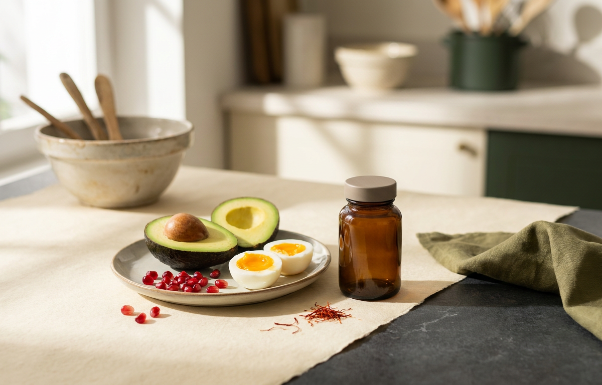Dettaglio di un piano alimentare sano con integratore NuviaLab Vitality.