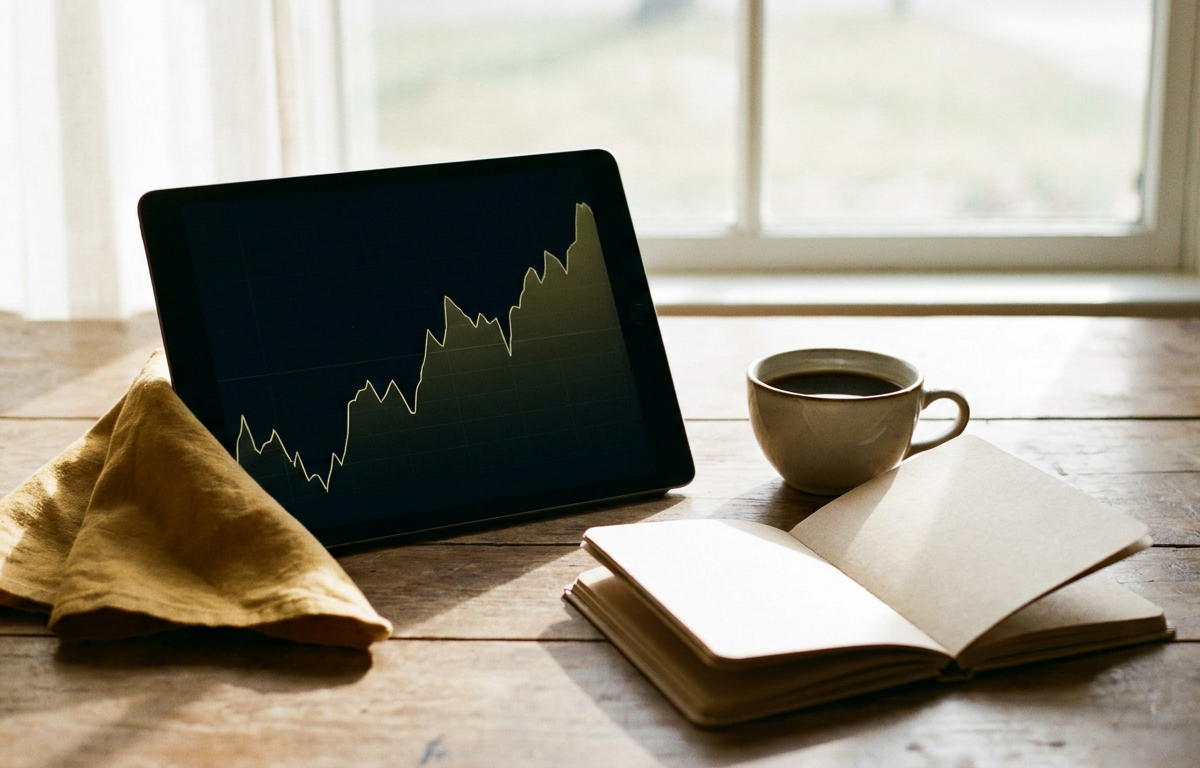 Grafico stilizzato della concentrazione mentale nel tempo su tablet digitale 2026