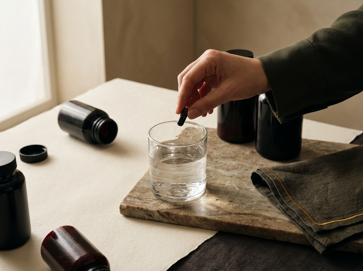 Bicchiere d'acqua e capsula di integratore per il metabolismo 2026
