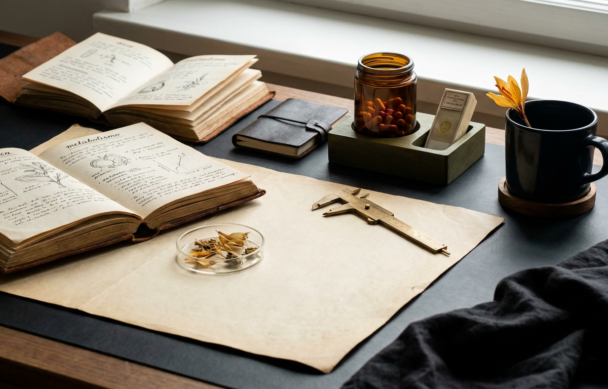 Libro di medicina aperto su sezione urologica con stetoscopio e capsule naturali